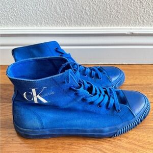 Calvin Klein Blue High-Top Sneakers Monochromatic Design